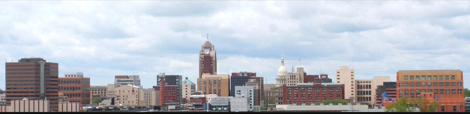 Lansing, Michigan skyline including the state Capitol dome