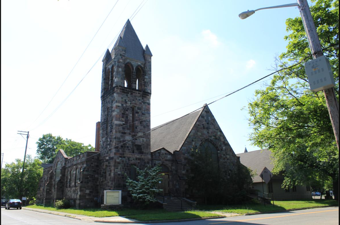 Historic stone church building in Ypsilanti, Michigan